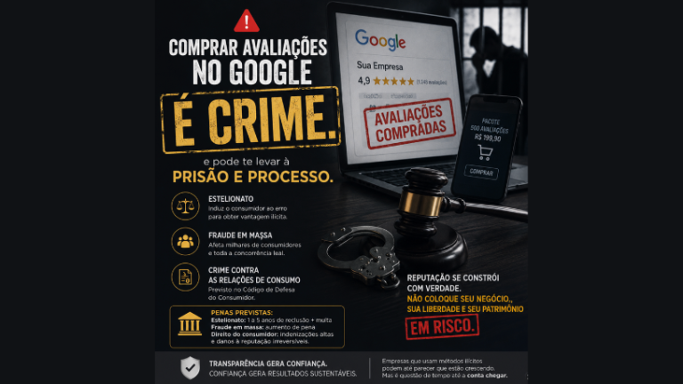 O risco regulatório e criminal da reputação comprada: Empresas enfrentam processos e banimento digital por fraude no Google Business Profile O risco regulatório e criminal da reputação comprada: Empresas enfrentam processos e banimento digital por fraude no Google Business Profile